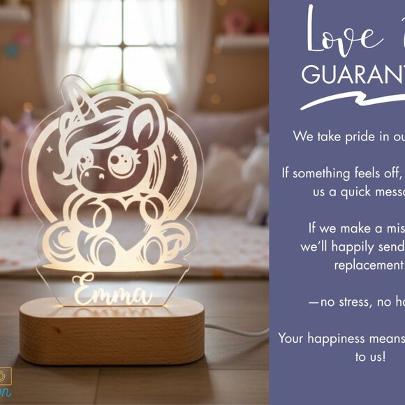 Personalized Unicorn Night Light – Custom LED Lamp for Kids Room - Picture 6 of 8